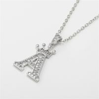 Fashion Micro-inlaid Zircon Crown English Letter Necklace Platinum Necklace Wholesale Nihaojewelry sku image 1