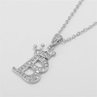 Fashion Micro-inlaid Zircon Crown English Letter Necklace Platinum Necklace Wholesale Nihaojewelry sku image 2