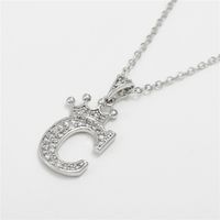 Fashion Micro-inlaid Zircon Crown English Letter Necklace Platinum Necklace Wholesale Nihaojewelry sku image 3