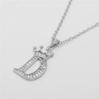 Fashion Micro-inlaid Zircon Crown English Letter Necklace Platinum Necklace Wholesale Nihaojewelry sku image 4