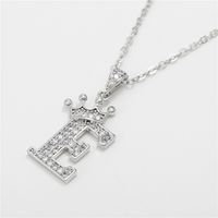 Fashion Micro-inlaid Zircon Crown English Letter Necklace Platinum Necklace Wholesale Nihaojewelry sku image 5