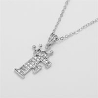 Fashion Micro-inlaid Zircon Crown English Letter Necklace Platinum Necklace Wholesale Nihaojewelry sku image 6