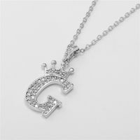 Fashion Micro-inlaid Zircon Crown English Letter Necklace Platinum Necklace Wholesale Nihaojewelry sku image 7