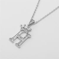 Fashion Micro-inlaid Zircon Crown English Letter Necklace Platinum Necklace Wholesale Nihaojewelry sku image 8