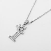 Fashion Micro-inlaid Zircon Crown English Letter Necklace Platinum Necklace Wholesale Nihaojewelry sku image 9