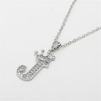 Fashion Micro-inlaid Zircon Crown English Letter Necklace Platinum Necklace Wholesale Nihaojewelry sku image 10