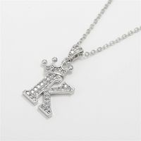 Fashion Micro-inlaid Zircon Crown English Letter Necklace Platinum Necklace Wholesale Nihaojewelry sku image 11