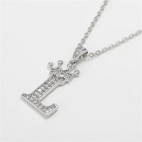 Fashion Micro-inlaid Zircon Crown English Letter Necklace Platinum Necklace Wholesale Nihaojewelry sku image 12