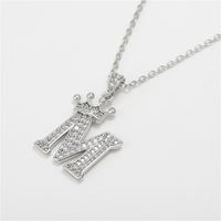 Fashion Micro-inlaid Zircon Crown English Letter Necklace Platinum Necklace Wholesale Nihaojewelry sku image 13