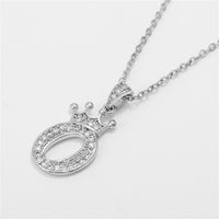 Fashion Micro-inlaid Zircon Crown English Letter Necklace Platinum Necklace Wholesale Nihaojewelry sku image 15