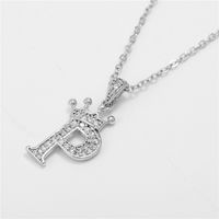Fashion Micro-inlaid Zircon Crown English Letter Necklace Platinum Necklace Wholesale Nihaojewelry sku image 16