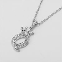 Fashion Micro-inlaid Zircon Crown English Letter Necklace Platinum Necklace Wholesale Nihaojewelry sku image 17