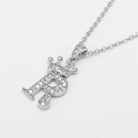 Fashion Micro-inlaid Zircon Crown English Letter Necklace Platinum Necklace Wholesale Nihaojewelry sku image 18