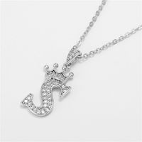 Fashion Micro-inlaid Zircon Crown English Letter Necklace Platinum Necklace Wholesale Nihaojewelry sku image 19