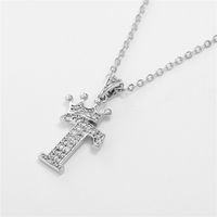Fashion Micro-inlaid Zircon Crown English Letter Necklace Platinum Necklace Wholesale Nihaojewelry sku image 20