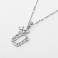 Fashion Micro-inlaid Zircon Crown English Letter Necklace Platinum Necklace Wholesale Nihaojewelry sku image 21