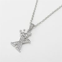 Fashion Micro-inlaid Zircon Crown English Letter Necklace Platinum Necklace Wholesale Nihaojewelry sku image 24