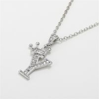 Fashion Micro-inlaid Zircon Crown English Letter Necklace Platinum Necklace Wholesale Nihaojewelry sku image 25