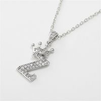 Fashion Micro-inlaid Zircon Crown English Letter Necklace Platinum Necklace Wholesale Nihaojewelry sku image 26