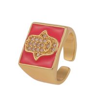 Simple Inlaid Zircon Hand Jewelry  Hot Sale Palm Ring For Men And Women Square Wide Version Hip Hop Retro Ring sku image 2