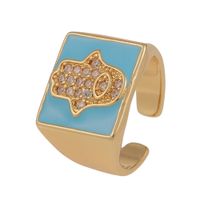 Simple Inlaid Zircon Hand Jewelry  Hot Sale Palm Ring For Men And Women Square Wide Version Hip Hop Retro Ring sku image 3