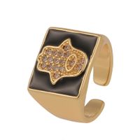 Simple Inlaid Zircon Hand Jewelry  Hot Sale Palm Ring For Men And Women Square Wide Version Hip Hop Retro Ring sku image 4
