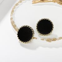 Wholesale Jewelry Retro Round Square Black Flocking Stud Earrings Snihaojewelry sku image 3