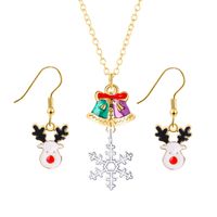 European And American New Ladies Christmas Drip Series Bell Snowman Wreath Santa Claus Necklace And Earrings Suite sku image 3