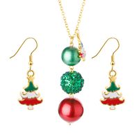 European And American New Ladies Christmas Drip Series Bell Snowman Wreath Santa Claus Necklace And Earrings Suite sku image 4