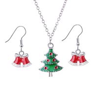 European And American New Ladies Christmas Drip Series Bell Snowman Wreath Santa Claus Necklace And Earrings Suite sku image 7