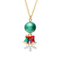 European And American New Ladies Christmas Drip Series Bell Snowman Wreath Santa Claus Necklace And Earrings Suite sku image 10