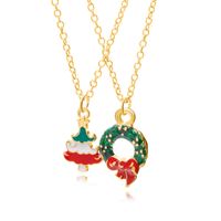 European And American New Ladies Christmas Drip Series Bell Snowman Wreath Santa Claus Necklace And Earrings Suite sku image 11