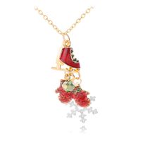 European And American New Ladies Christmas Drip Series Bell Snowman Wreath Santa Claus Necklace And Earrings Suite sku image 14