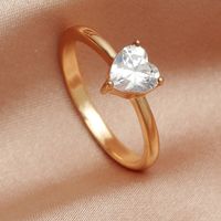 Wholesale Jewelry Heart Zircon Copper Plain Ring Nihaojewelry sku image 3