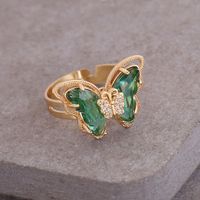 Retro Multi-color Three-dimensional Butterfly Copper Ring Wholesale Nihaojewelry sku image 1