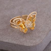 Retro Multi-color Three-dimensional Butterfly Copper Ring Wholesale Nihaojewelry sku image 2