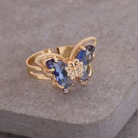 Retro Multi-color Three-dimensional Butterfly Copper Ring Wholesale Nihaojewelry sku image 3
