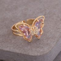 Retro Multi-color Three-dimensional Butterfly Copper Ring Wholesale Nihaojewelry sku image 4