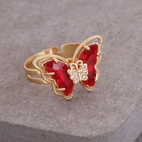 Retro Multi-color Three-dimensional Butterfly Copper Ring Wholesale Nihaojewelry sku image 5