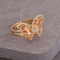 Retro Multi-color Three-dimensional Butterfly Copper Ring Wholesale Nihaojewelry sku image 10
