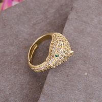 Retro Zircon Panther Head Copper Ring Wholesale Nihaojewelry sku image 5