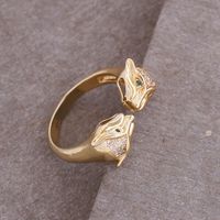 Retro Zircon Panther Head Copper Ring Wholesale Nihaojewelry sku image 1