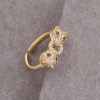 Retro Zircon Panther Head Copper Ring Wholesale Nihaojewelry sku image 4