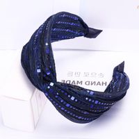 Hair Band Simple Korean Fil-lumiere Weave Fabric Wide Lace Mesh Shiny Crossed Headband Summer Hair Clip Headband B948 sku image 2