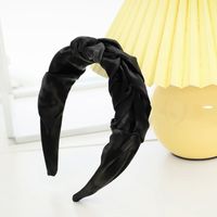 Simple Solid Color Wide-brimmed Leather Pleated Headband Wholesale Nihaojewelry sku image 1
