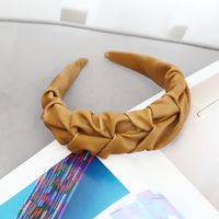 Simple Solid Color Wide-brimmed Leather Pleated Headband Wholesale Nihaojewelry sku image 2