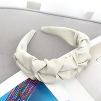 Simple Solid Color Wide-brimmed Leather Pleated Headband Wholesale Nihaojewelry sku image 5