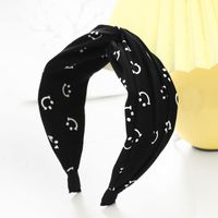 Korean Style Internet Celebrity Wide-brimmed Letter Headband Creative Smiley Face Flower Hairpin Fabric Cross Hair Fixer Face Wash Hair Bands F614 sku image 1