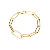 Cross-border Wholesale Autumn New Simple Geometric Zircon Copper Pendant Bracelet Ins Cold Style Design Thick Straps sku image 1