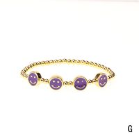 European And American Style Design Metal Beaded Elastic Bracelet Personalized Dripping Smiley Face Stitching Hip Hop Bracelet Jewelry Wholesale sku image 7